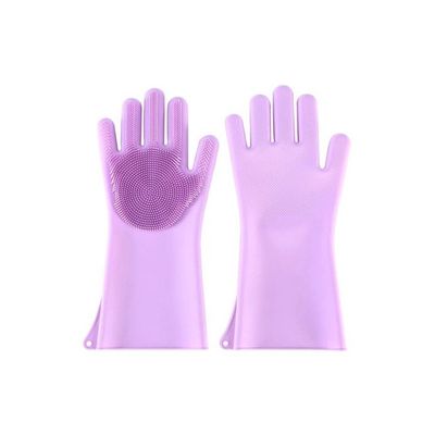 Silicone Dishwashing Gloves Purple 33.5x15.5centimeter