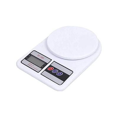 Electronic Digital Kitchen Scale 10Kg-1G A Timer And Clock White