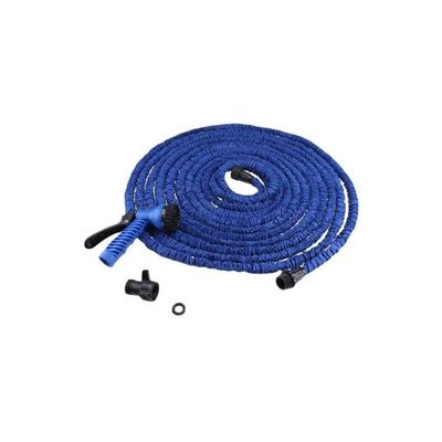 3-Piece Water Hose Pipe With Nozzle And Connector Blue/Black 175feet