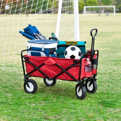 Adjustable Handle Shopping Cart Red/Black 73x50x40cm