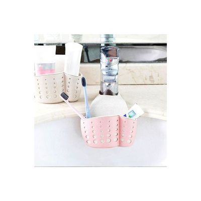 Sink Drain Storage Hanging Basket Pink/Beige 12x5x25centimeter