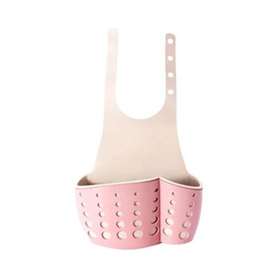 Sink Drain Storage Hanging Basket Pink/Beige 12x5x25centimeter