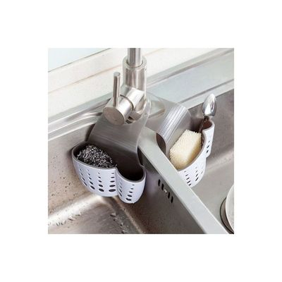Kitchen Sink Shelf Soap Sponge Drain Rack Bathroom Sucker Storage Holder White 15*15*15cm