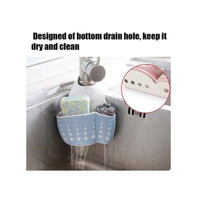 Kitchen Sink Drain Basket And Holder Blue/White