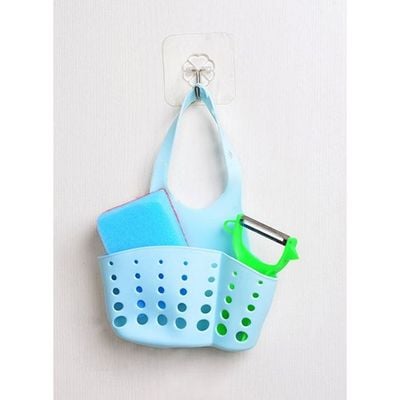 Adjustable Snap Button Sink Storage Basket Blue 215 x 165millimeter