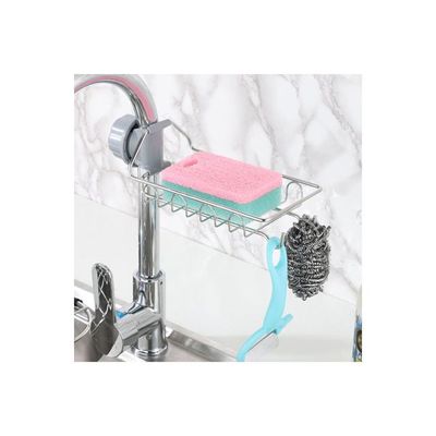 Stainless Steel Single-Layer Kitchen Sink Sponge Holder Silver/Grey 5.5x22.5x14cm