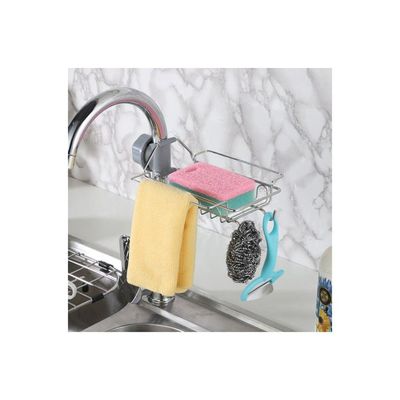 Stainless Steel Single-Layer Kitchen Sink Sponge Holder Silver/Grey 5.5x22.5x14cm