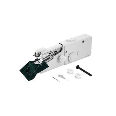 Mini Automatic Handheld Operating Sewing Machine White/Silver 21x7x3.5centimeter 106449 White/Silver