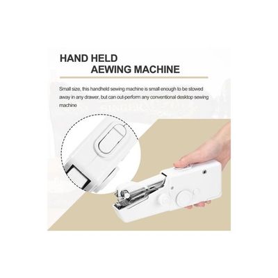 Mini Automatic Handheld Operating Sewing Machine White/Silver 21x7x3.5centimeter 106449 White/Silver