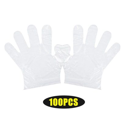 100-Piece Disposable PE Gloves Set White 24cm