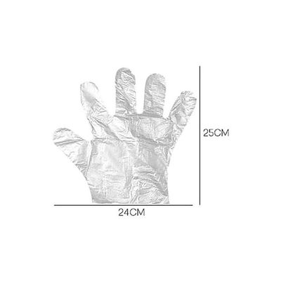 Pair of Disposable Plastic Gloves Clear L