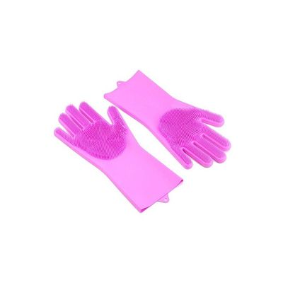 Multi Usable Magic Silicone Gloves With Wash Scrubber Pink 240g