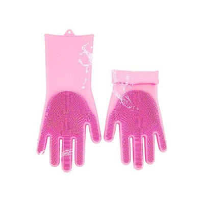 Multi Usable Magic Silicone Gloves With Wash Scrubber Pink 240g