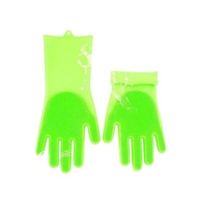 Magic Silicone Gloves With Wash Scrubber Green 170g