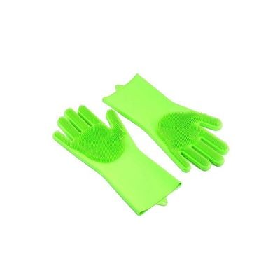 Magic Silicone Gloves With Wash Scrubber Green 170g