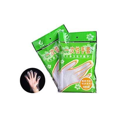 100-Piece Disposable Plastic Gloves clear