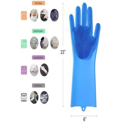 Heat Resistant Silicone Gloves Blue 15x6inch