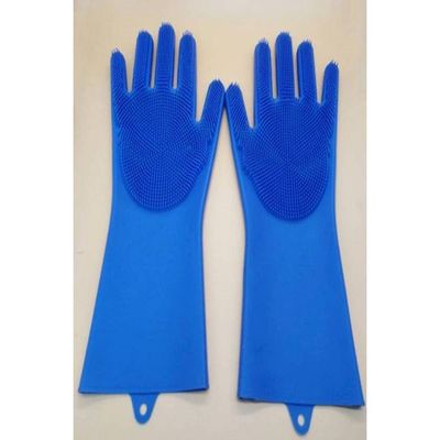 Heat Resistant Silicone Gloves Blue 15x6inch