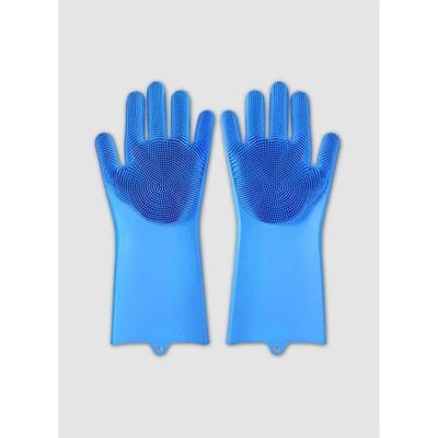 Heat Resistant Silicone Gloves Blue 15x6inch