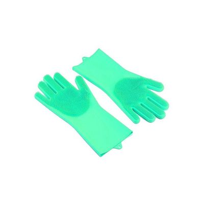 Magic Silicone Gloves With Wash Scrubber Turquoise 240g