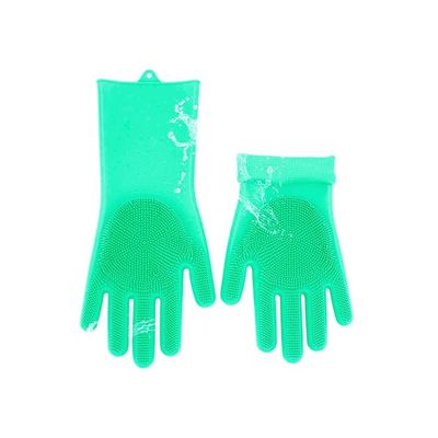 Magic Silicone Gloves With Wash Scrubber Turquoise 240g