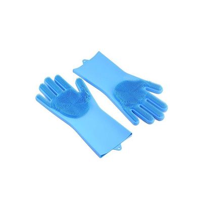 Magic Silicone Gloves With Wash Scrubber Light Blue 240g