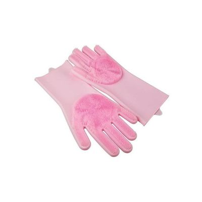 Durable Waterproof Dishwashing Gloves Pink 300grams