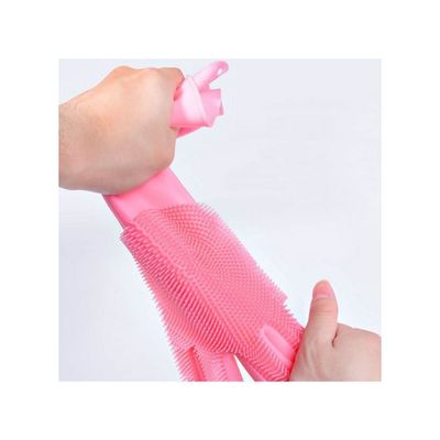 Silicone Dish Washing Scrubber Gloves Rose