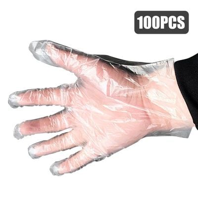 100-Piece Disposable PE Gloves Set White 26cm