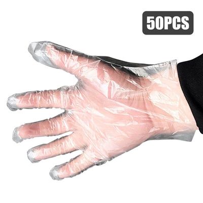 50-Piece Disposable PE Gloves Set White 26cm