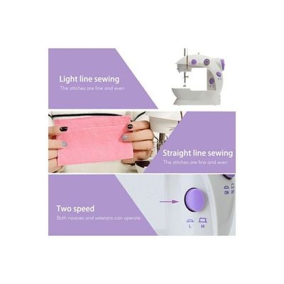 Portable Mini Sewing Machine White/Purple 22.5 x 13 x 21cm