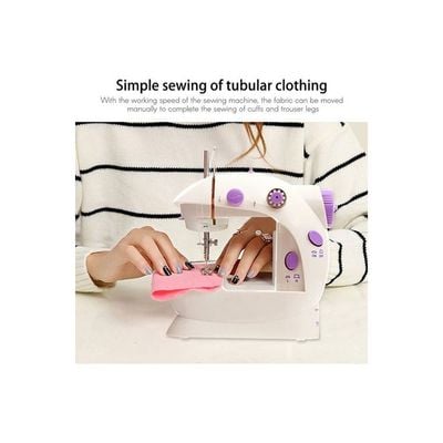 Portable Mini Sewing Machine White/Purple 22.5 x 13 x 21cm