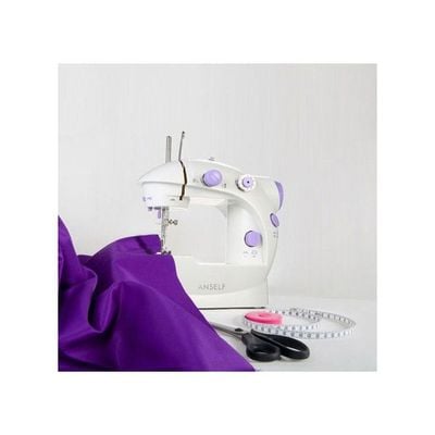 2-Speed Electric Sewing Machine With Light Foot Pedal H16669 White/Purple