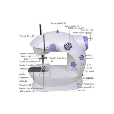 4-In-1 Mini Sewing Machine White/Purple 2245 White/Purple