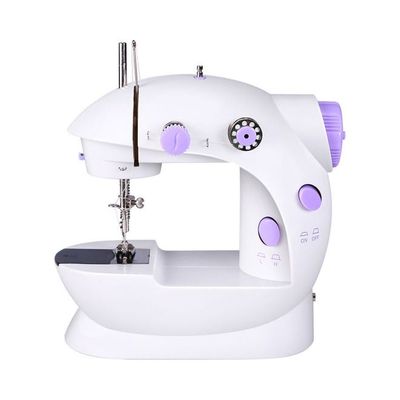 Mini Sewing Machine with Foot Pedal and Accessories Purple/White