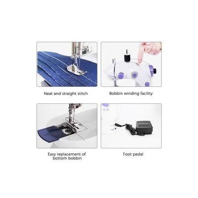 Portable Electric Sewing Machine SM-202A White/Purple