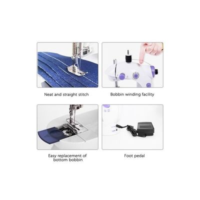 Portable Electric Sewing Machine SM-202A White/Purple