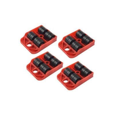 Pack Of 4 Furniture Transport Rollers Red/Black 10.05x7.5x2cm