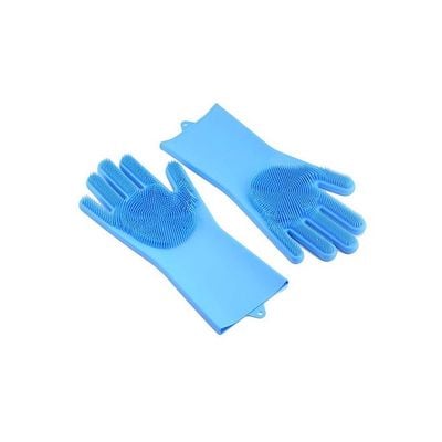 Magic Silicone Gloves With Wash Scrubber Blue 170g