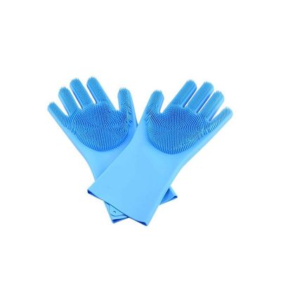 Magic Silicone Gloves With Wash Scrubber Blue 170g