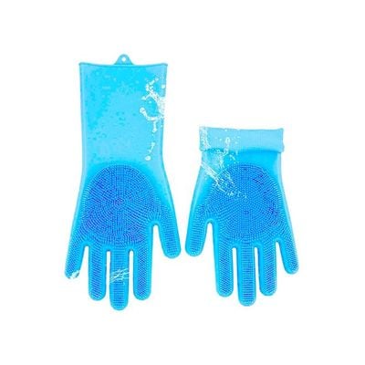 Magic Silicone Gloves With Wash Scrubber Blue 170g