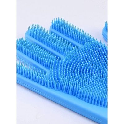 Magic Silicone Gloves With Wash Scrubber Blue 170g