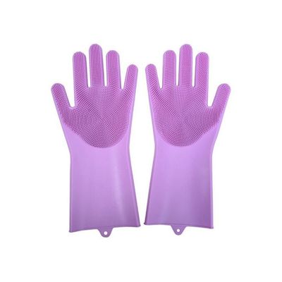 Silicone Dish Washing Gloves Purple 16x14x12centimeter