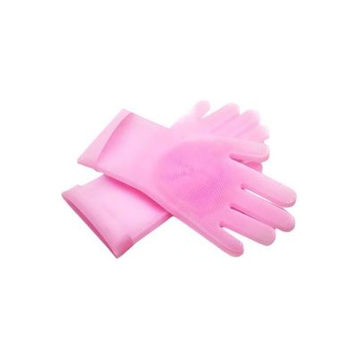 2-Piece Silicone Dishwashing Gloves Pink