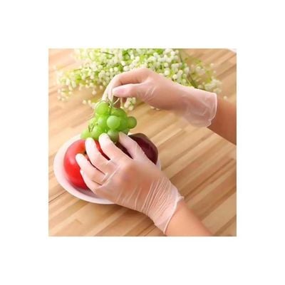 100-Piece Disposable Plastic Gloves Clear L