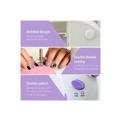 Electric Sewing Machine SM-202A White/Purple/Silver