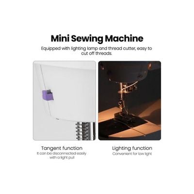 Multifunctional Sewing Machine with Power Adapter and Accessories White/Purple