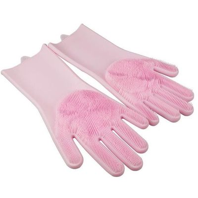 Non slip Waterproof Durable Silicone Dishwashing Gloves Pink One Size