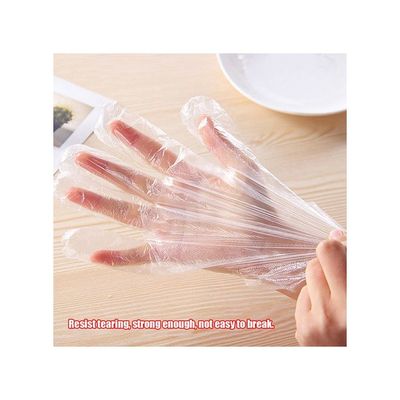 Pair Of 100 Disposable Transparent Food-Grade Gloves Clear