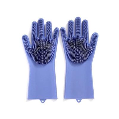 2-Piece Silicone Scrubbing Gloves Set Blue